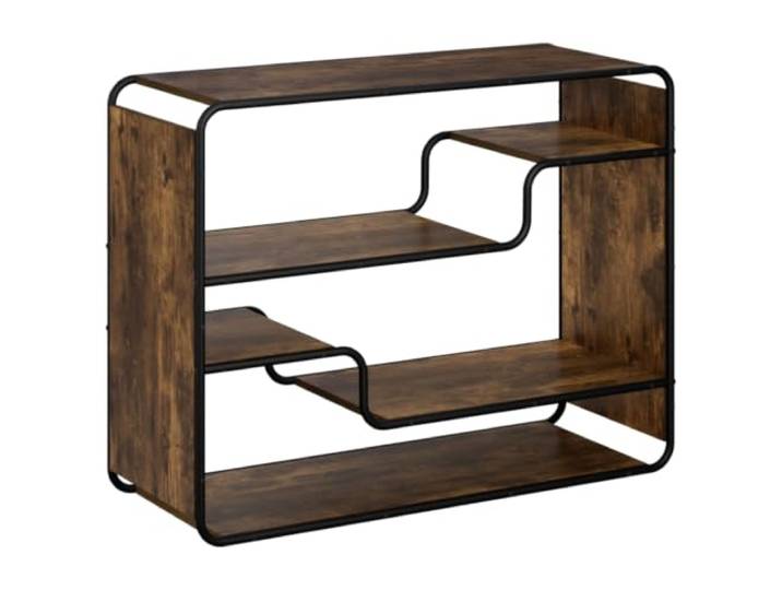 HKTMGDNG Sideboard Räuchereiche 98x37,5x75,5 cm Küchenanrichte 4 offene Regalböden bieten strukturierten Platz für Küche, Wohnzimmer oder Flur. Mit robustem Stahlrahmen.