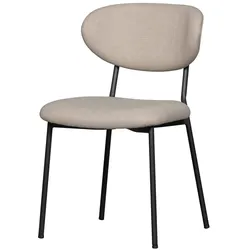 Esszimmerstuhl Kjeld aus Webstoff, modernes Design, Natur, gepolstert, Metallgestell schwarz