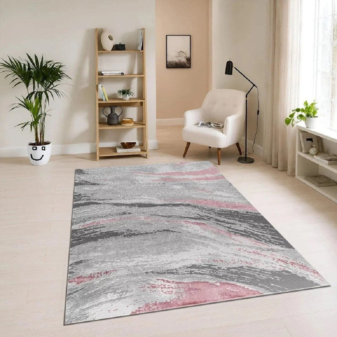 17 Stories Abstract Kilim Pink Runner 80 x 300 cm