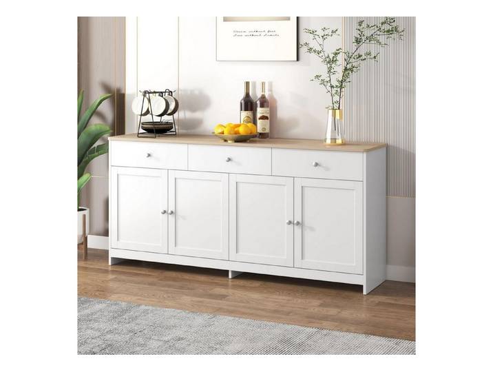 LuxusKollektion Küchenbuffet Küchenschrank Sideboard Arbeitsplatte 4 Türen 3 Weiß 160x37x75 cm