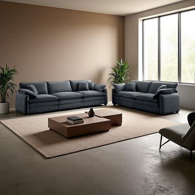 ZWYO HOSIMU Corduroy Deep Seat Sofa Set with Memory Foam Cushions (5-Seater)