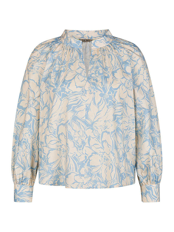 LCMT Le Comte Bluse in Hellblau/ Creme - 44