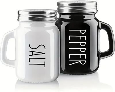Perfect Picks Market Vintage Glass Salt And Pepper Shaker Set With Black & White Tops Kitchen Seasoning Duo 1 Set