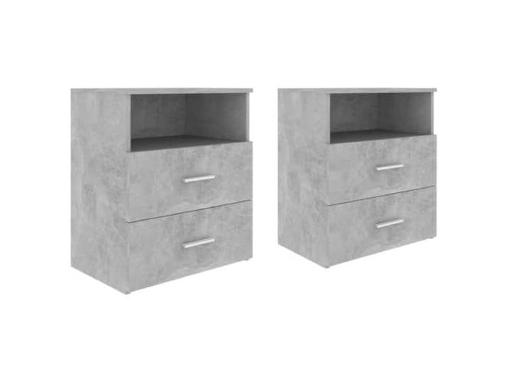 GHVBNMF Nachttische 2er Set Betongrau Holzwerkstoff 50x32x60 cm Praktisches 2er-Set Beistelltische fürs Schlafzimmer mit 2 Schubladen und Ablage für geordnete Aufbewahrung.