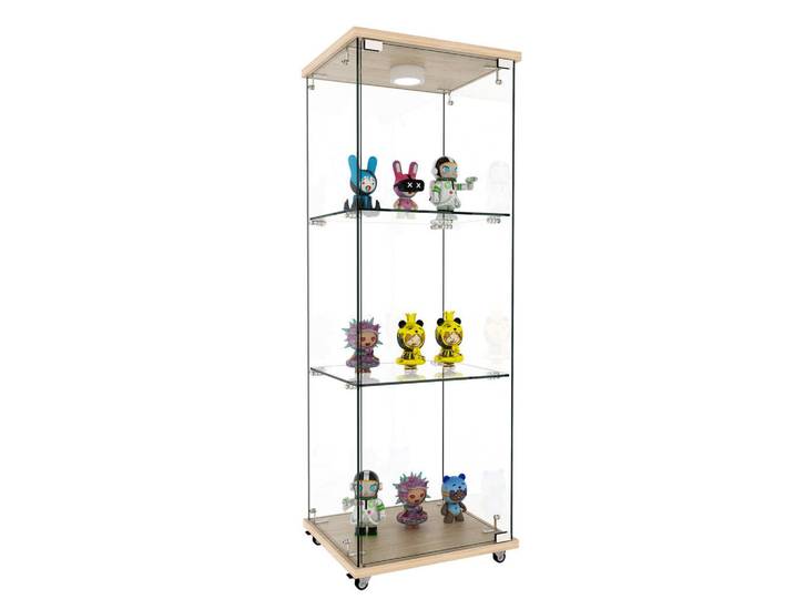 Modenvie Vitrine 42,5/36,5/120 cm aus MDF und Glas mit LED-Beleuchtung Naturfarben, 42.5x120x36.5 cm, Esszimmer, Vitrinen, Vitrinenschränke