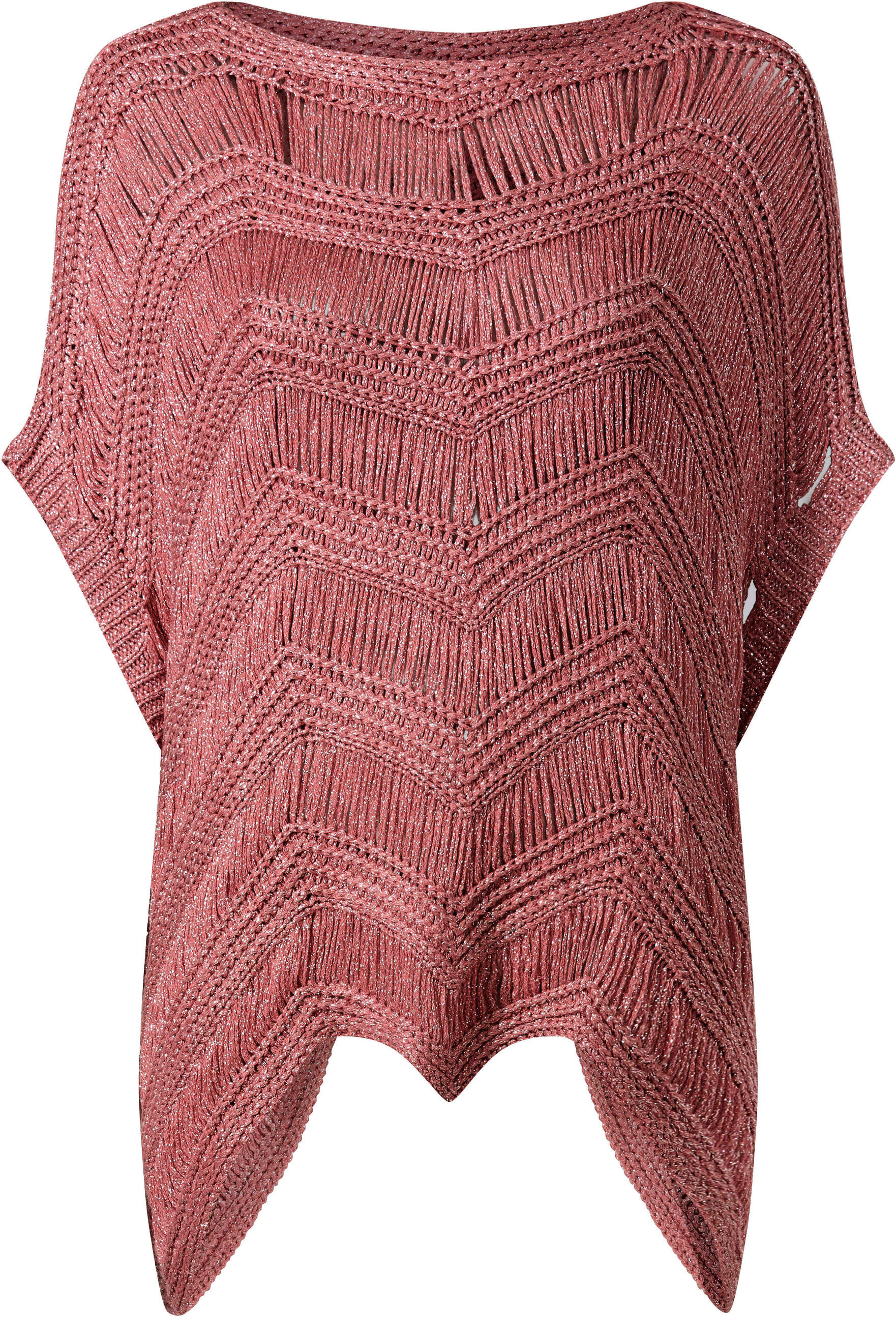 Strickpullover HEINE "Pullover Oversize-Pullover mit Glanzgarn", Damen, Gr. 44/46, koralle, Strick, , Modisch, U-Boot-Ausschnitt, Pullover Strickpullover