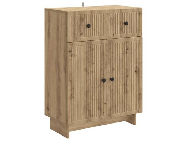 GFMGUEMV Sideboard aus Holzwerkstoff mit Stauraum und Vintage-Design 66x34,5x90 cm, Artisan-Eiche, Regalböden, Schubladen, Wandbefestigung