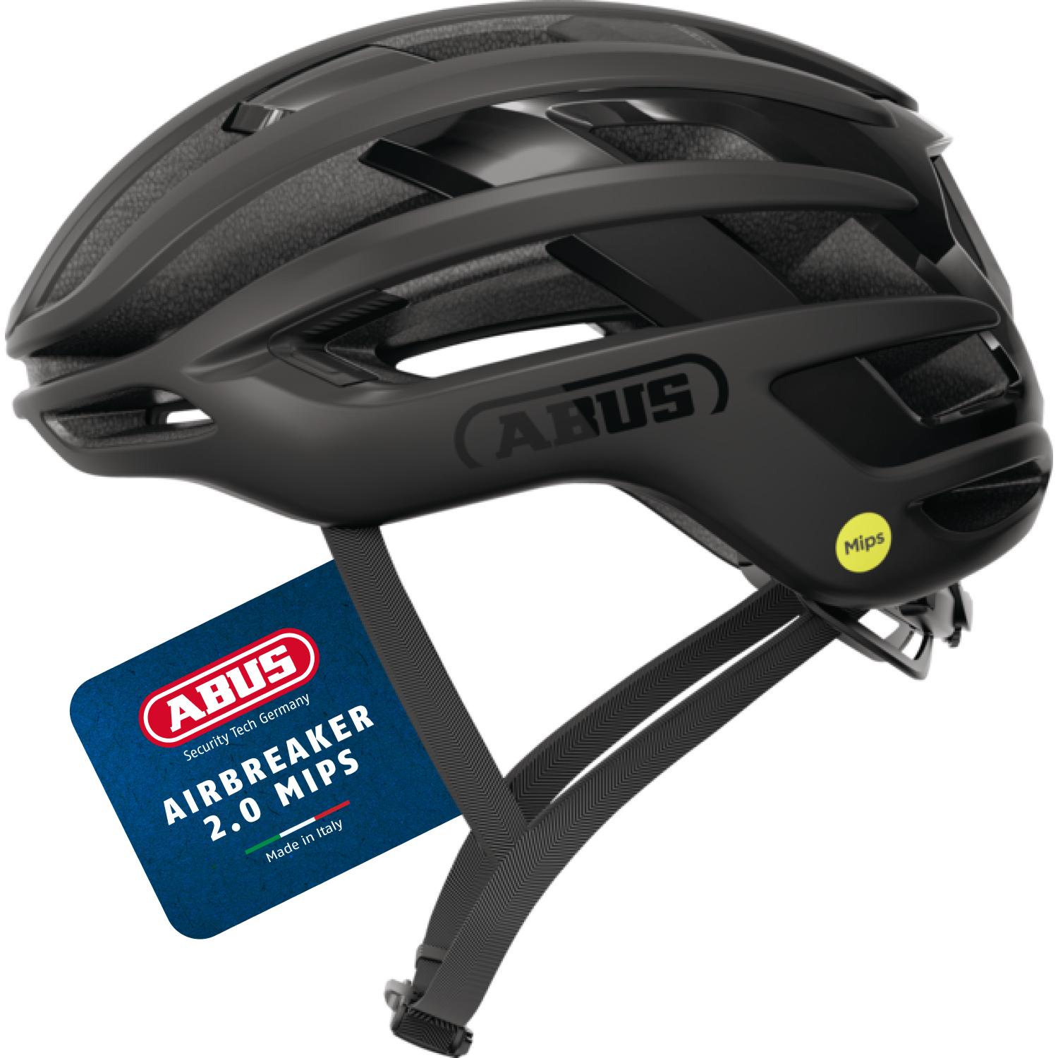 ABUS Rennradhelm AirBreaker 2.0 MIPS - leichter Fahrradhelm mit Fokus auf Belüftung, Aerodynamik, icherheit und Komfort für professionellen Radsport - für Frauen und Männer - chwarz, Größe M (54-58 cm)