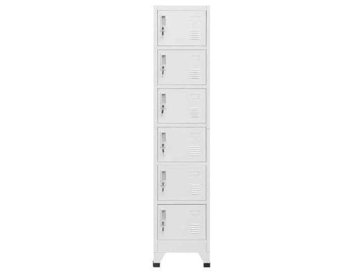 Schrank mit Schloss Hellgrau 38 x 40 x 180 cm Stahl 6 Türen Robuster Stahl, 6 Fächer mit Schlüssel, Lufteinlässe, Kennzeichenhalter, Traglast 60 kg
