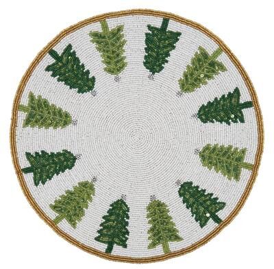 Saro Lifestyle Beaded Placemats With Christmas Trees Design (Set of 4)