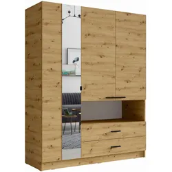 DREHTÜRENSCHRANK CHARON 158,3/200,6/55cm 3-türig mit Spiegel Eiche Artisan