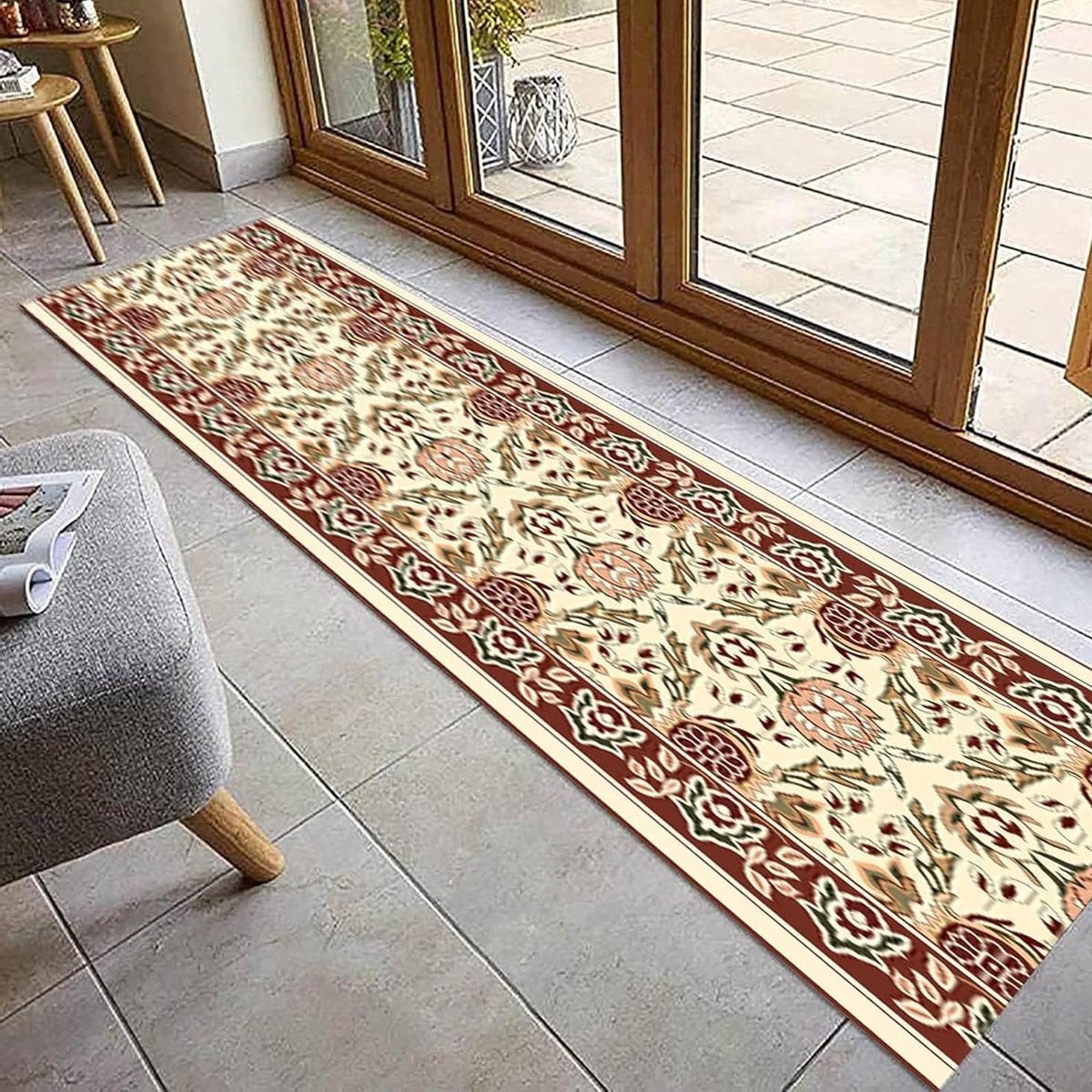Rood Runner Tapijt met Antislip Backing - Vintage & Modern Vloerkleed voor Gang of Keuken - Breedte: 100 cm, Lengte: 500 cm