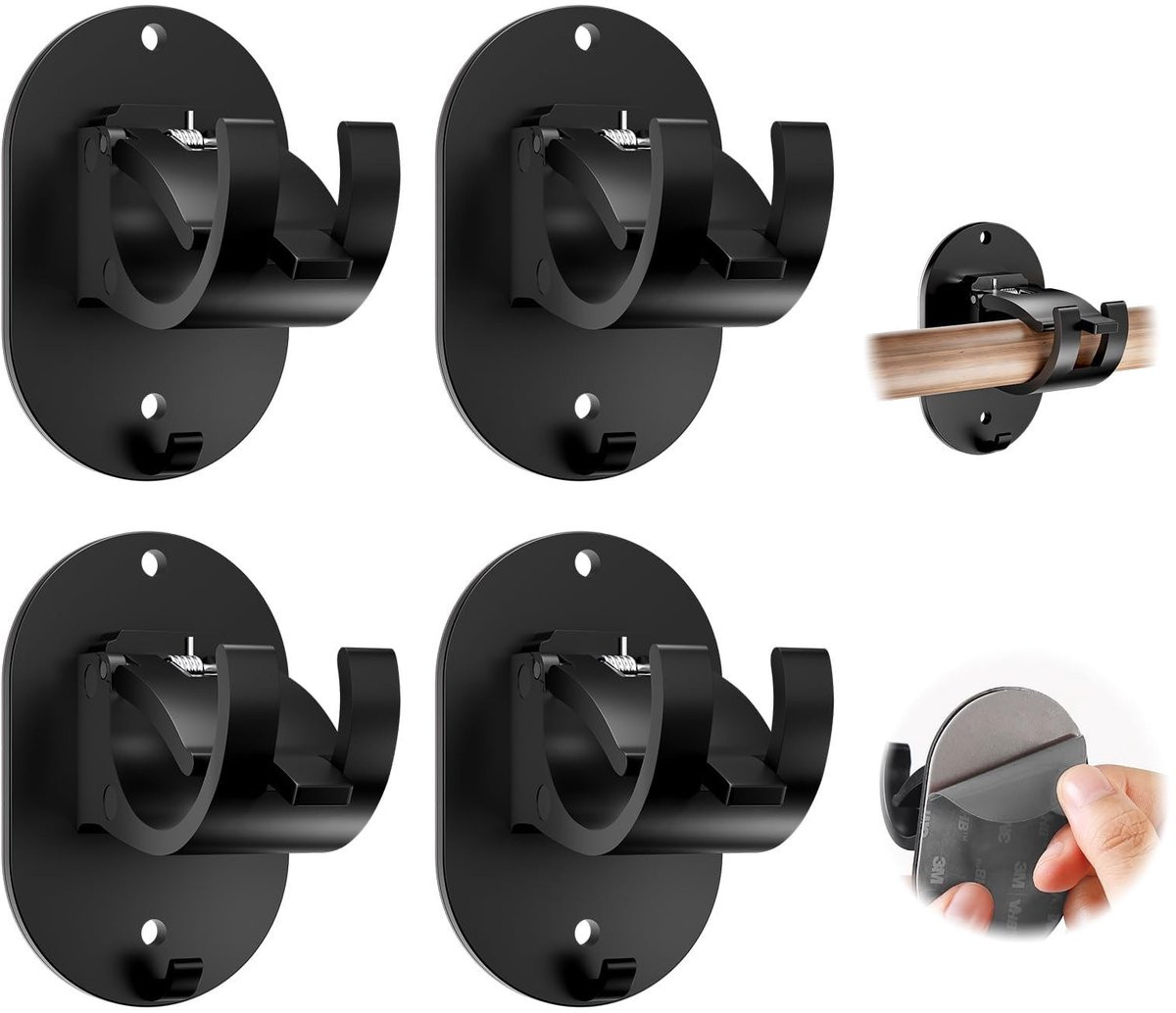 Solidchoice - Set van 4 zelfklevende gordijnroedehouders