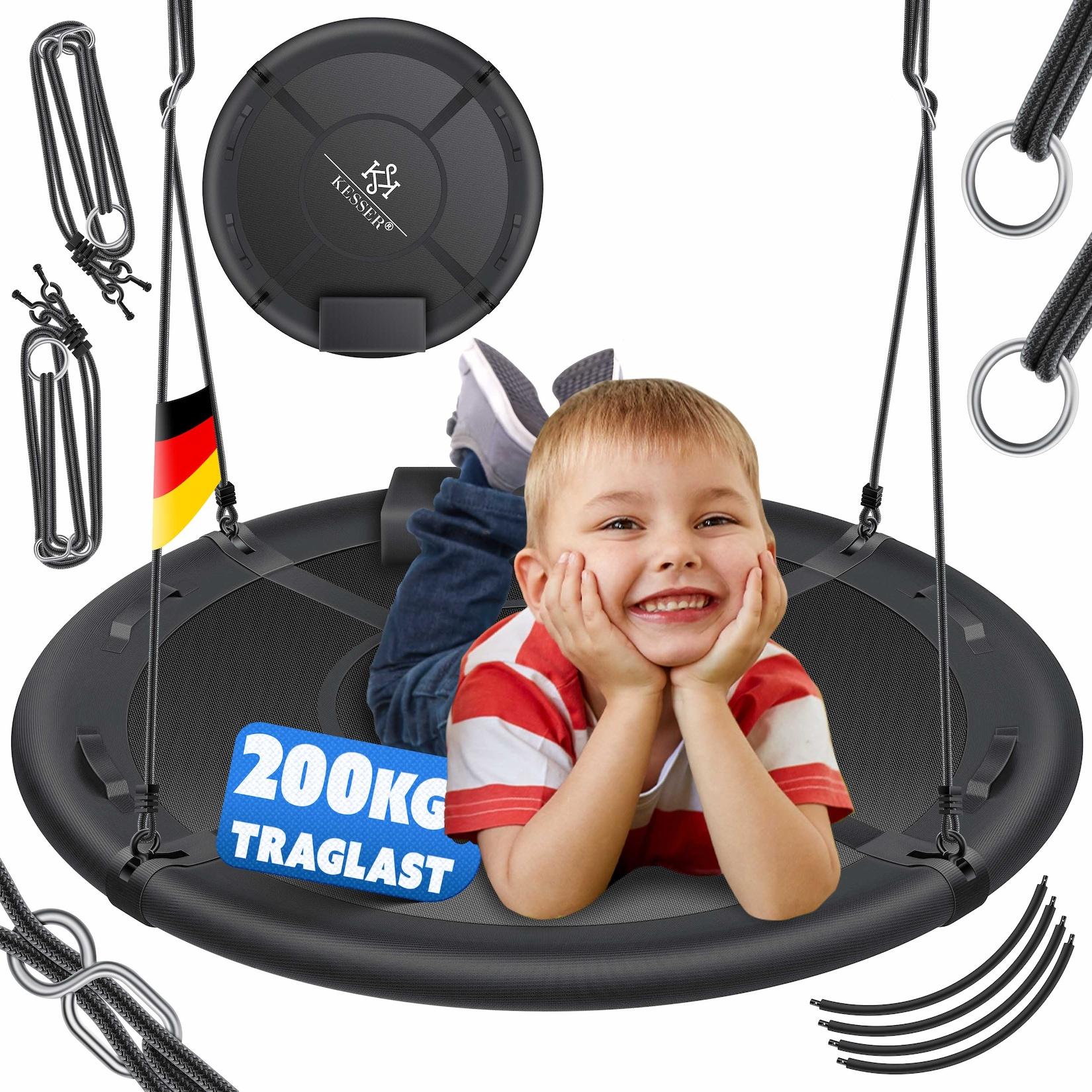 KESSER® Nestschaukel Tellerschaukel Hängeschaukel Rundschaukel Schaukel verstellbar Garten-Schaukel Kinderschaukel Indoor - Outdoor-Schaukel für Kinder & Erwachsene