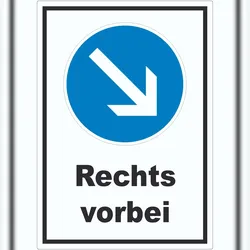 HB-Druck Aufkleber Vorgeschriebene Vorbeifahrt rechts A4 (210x297mm)