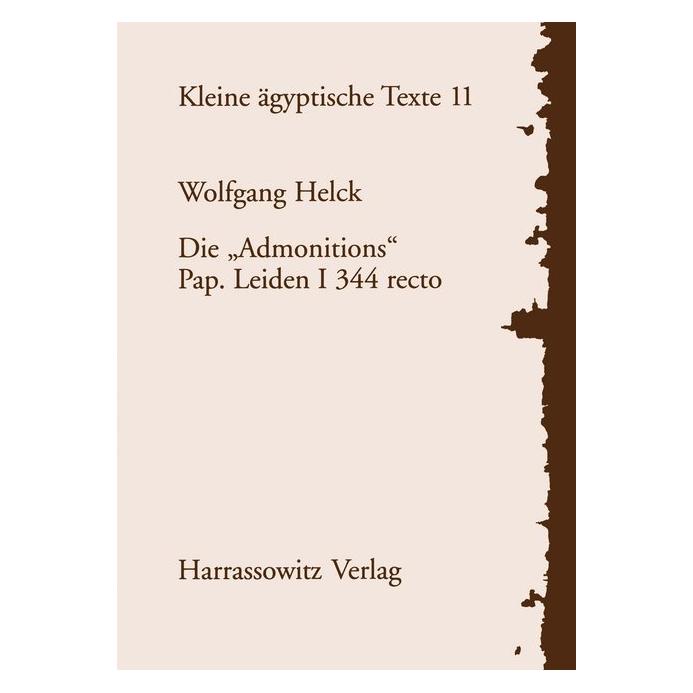 Harrassowitz Die 'Admonitions' (Deutsch, Softcover, Wolfgang Helck) (55512221)