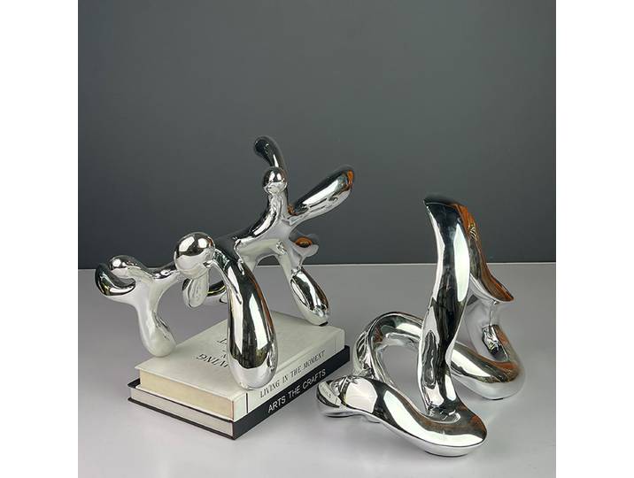 Artisanat créatif en résine, Sculpture abstraite en argent, goutte d'eau, anneau en argent, Figurines décoratives, accessoires de décoration pour la maison