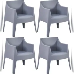 DELUKE Gartenstuhl HENRI 4er Set 73x57x78cm, Kunststoff, Grau Stapelstuhl Loungestuhl Garten Outdoor-Stuhl