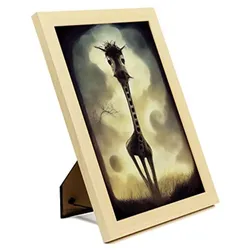 POSTER Set mit 4 Vierbeiner Tier im T Burton Goth Stil A4 Rahmen aus hellem Holz