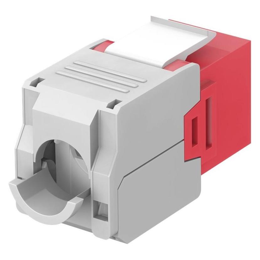 Goobay CAT 6a KeyStone RJ45 Jack,ungeschirmt, 500MHz, Rot-Weiss (Keystone Modul) (90689)