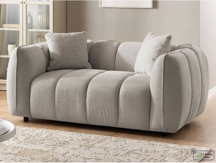 S-Style Möbel Nubira - Komfortables 2-Sitzer-Sofa in tief gesteppter Bubble-Optik aus weichem Strukturstoff mit modernem Design - Taupe