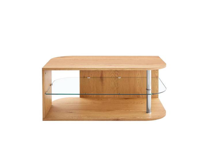 Komhtom Couchtisch 100x60x42cm, Naturholz und Glasregal, Naturfarben, Mode, 60x42x100 cm, Wohnzimmer, Wohnzimmertische, Couchtische