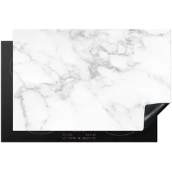 HERDABDECKPLATTE Marmor - Grau - Weiß - Strukturierter Marmor Induktionsschutz 81.6x52.7 cm