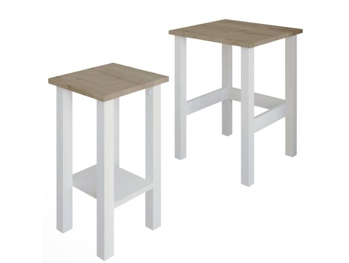 Lot de 2 tables gigognes effet bois blanc