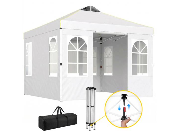 Tente pliante Outsunny 3x3m, pop-up, hauteur réglable, côtés amovibles