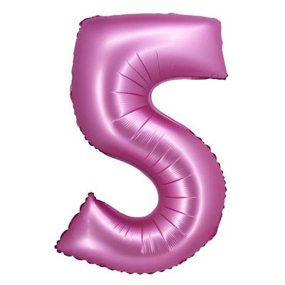 XL Folienballon pink matt Zahl 5
