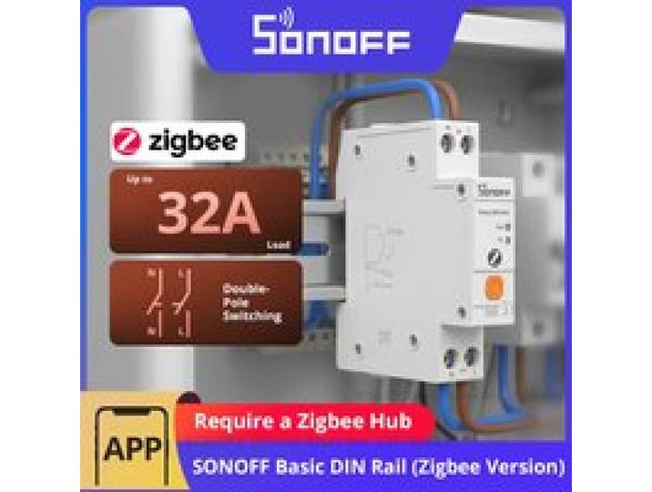 SONOFF BASIC-ZB1GSP Basic DIN-rail Zigbee Smart Switch 32A Hoge-Vermogen Dubbelpolige Schakelaar Energie Tracking Overbelastingsbeveiliging