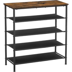 Vasagle Schuhregal LBS036B01, aus Metall, 4 Ebenen für 16 Paar, 75 x 91 x 30cm, schwarz