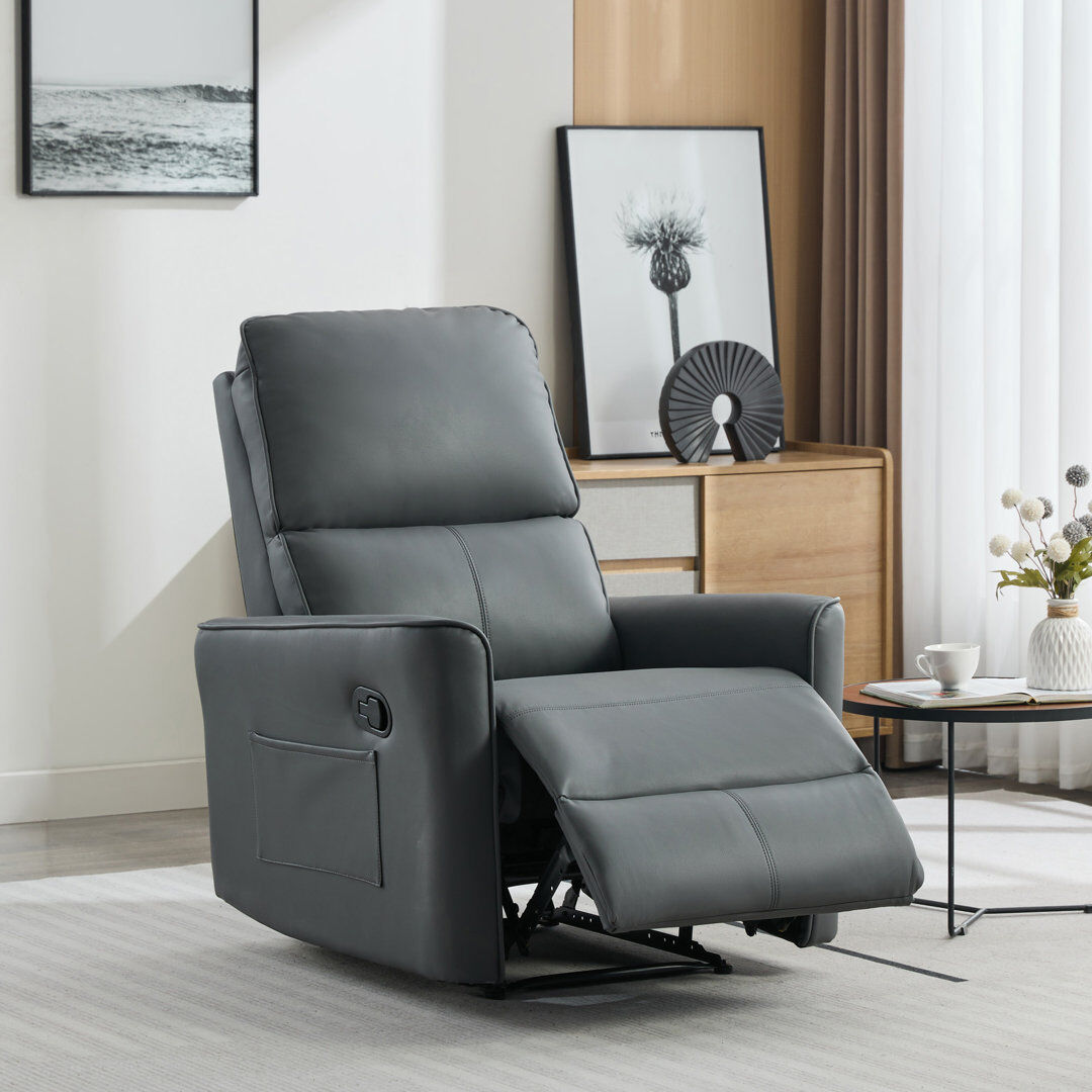 17 Stories Susin 77cm Wide Wall Recliner Armchair Chair Grey Leather Match 102cm H X 77cm W X 94.5cm D