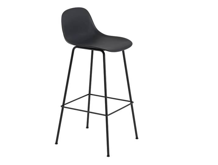 Muuto Fiber Tube Barstuhl mit Rückenlehne 75cm Schwarz
