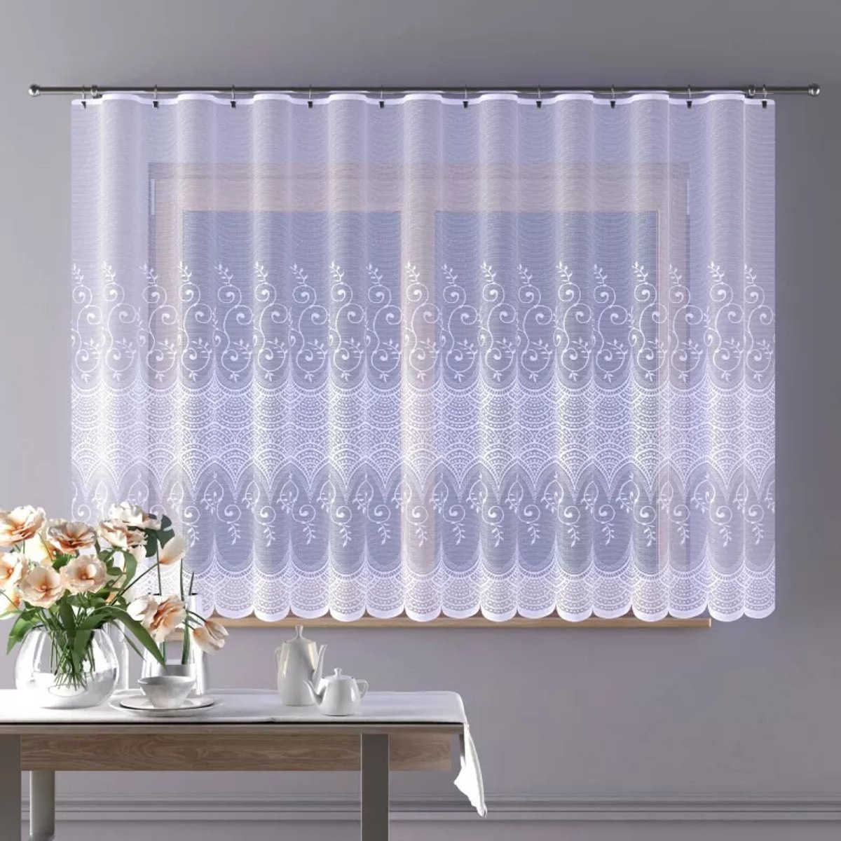 Wisan Tola Jacquard Vitrage Gordijn - Wit - 300 x 150 cm