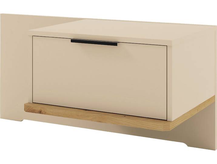 Nachtschrank MUSTERRING Isabelle , beige (champagner, dekor), B:90cm H:43cm T:47cm, Holzwerkstoff, Schränke, Nachtschrank, verschiedene Farben, Unterboden in Eiche, Masse B50/90 x H43 x T47 cm