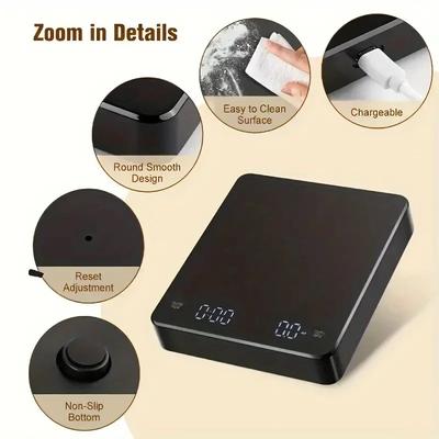 High Precision Digital Scale With Timer, LED Screen Espresso USB, Max. Weighing Measures High Precision Digital Scale With Timer, LED Screen Espresso USB, Max. Weighing Measures