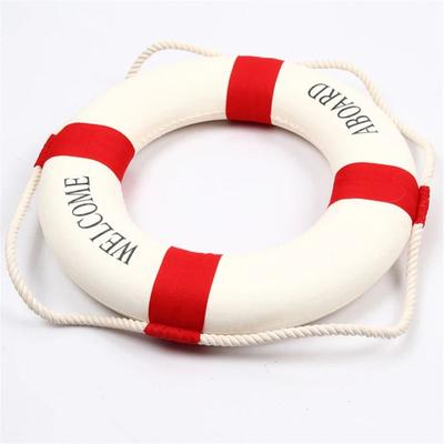 Inspire Select Mediterranean Lifebuoy Wall Decor Nautical Foam Hanging Ornament Red Blue Coastal Home Accent red C