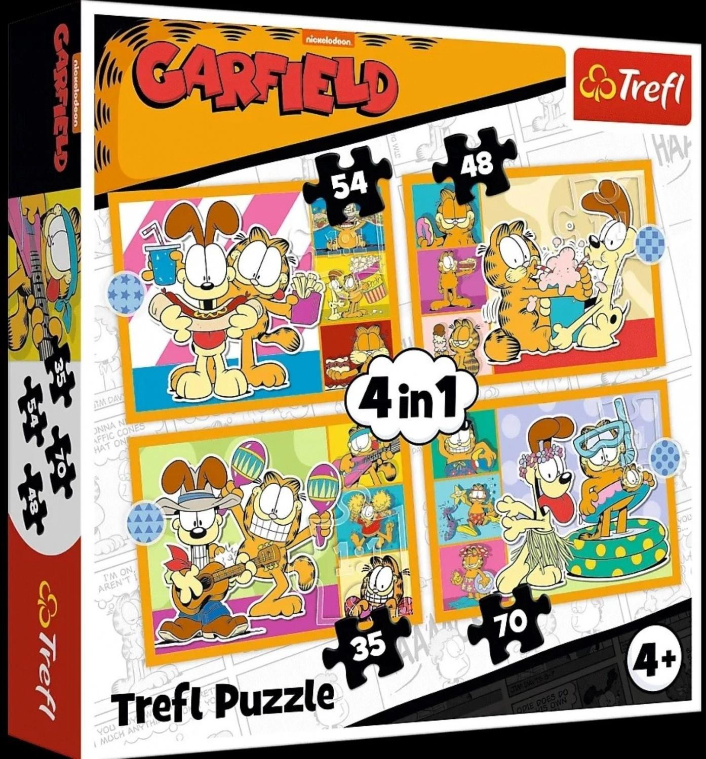 Trefl Puzzel 4-in-1 Garfield Loves Lasagne 34673