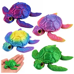 3D-Meeresschildkrötenfigur, bewegliche Flossen, schimmernder Kopf, farbenfroh, 8 cm