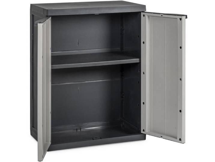 Armoire de jardin - TOOMAX - BIOS MIDI LOW - Gris - 65×37×85 cm - Étagère réglable 20 kg