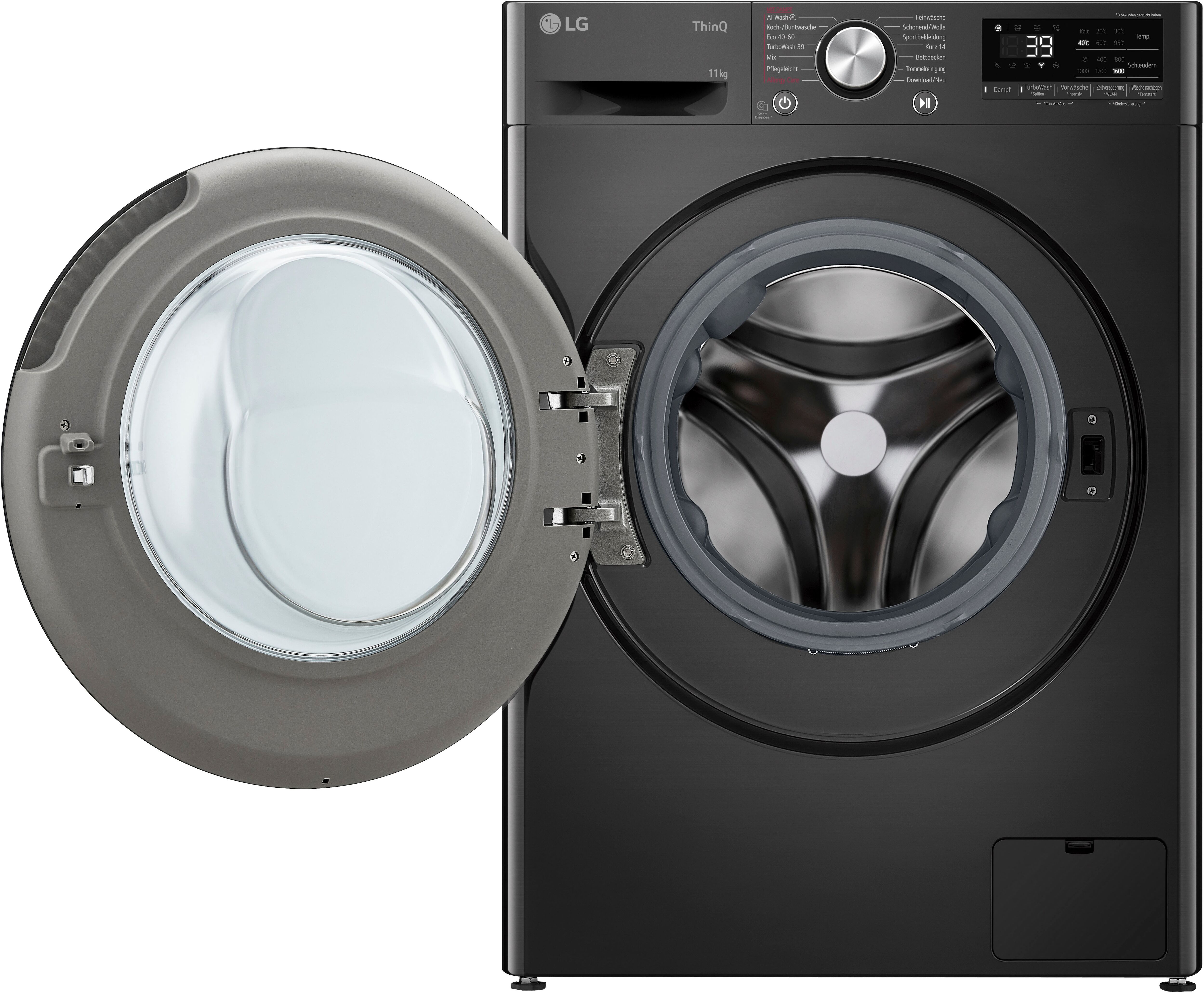 LG Waschmaschine "F6WR701YB", Energieeffizienz: A, schwarz, B:60cm H:85cm T:57cm, Waschmaschinen, Steam Funktion, Waschmaschine, Topseller