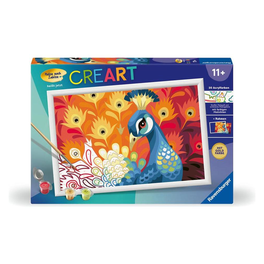 Ravensburger CreArt - Malen nach Zahlen 20000 - Stolzer Pfau - ab 11 Jahren (20000)