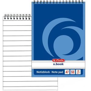 Herlitz Notizblock 110718, x-book, liniert, A7, 60 g/qm, 50 Blatt