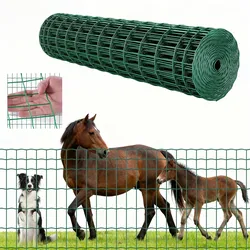 VEVOR Gartenzaun, 1,2 x 25 m, Maschendraht-Zaun 2,1 mm, verzinkter Stahldraht, geeignet für Rinder, Schweine & Schafe, vinylbeschichteter Gitterzaun für Tiergehege, Käfige & Gärten, Grün.