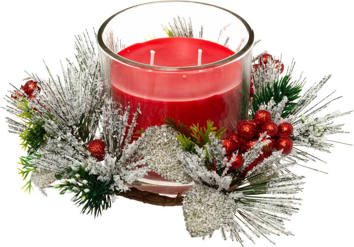 Feeric lights & Christmas feestelijk kerststuk met kaars, 210 g