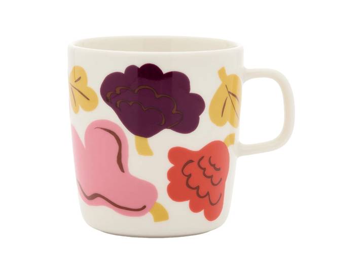 Marimekko Kukasta Kukkaan mug tasse White-pink-terrac-plum, 40 cl
