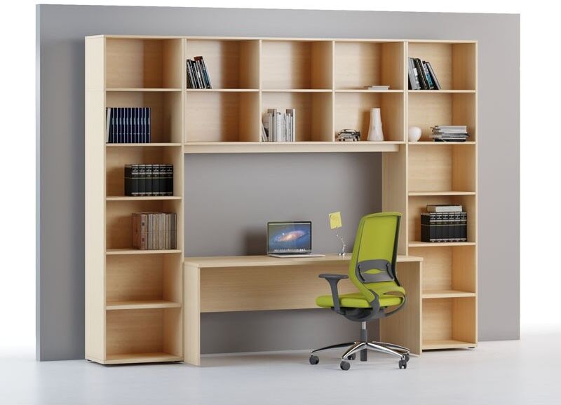 B2B Partner Bücherregal INTEGRO, hoch, 2300 x 600 x 400 mm, Buche