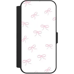 Nivocase Klapphülle für Apple iPhone 16 Handyhülle aus Kunst Leder NIVOflip schwarz Muster Schleife (Apple iPhone 16), Smartphone Hülle, Schwarz