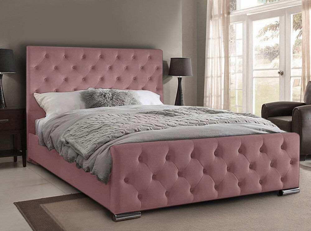 Mercer41 Carlos Upholstered Bed Frame Lilac King (5')